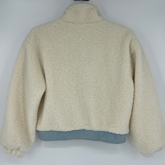 Vine & valley sherpa denim bomber  jacket snap/zip - Picture 5 of 6